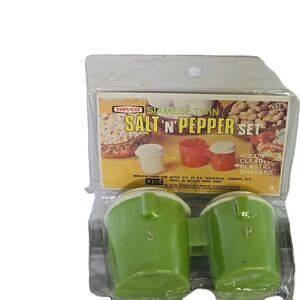 Rare Vtg Siamese Twin 60s Nevco Salt & Pepper Shaker Set Pair 1964 Green 1 .5"